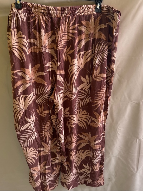 Sabrina Lauren Pants - Women’s Tropical Print Elastic-Waist Pants - Brown